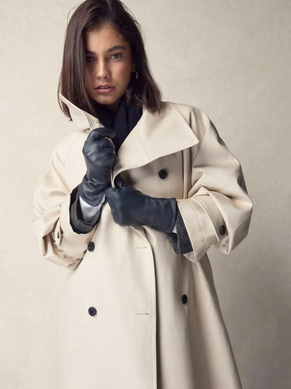 Next Navy Leather Gloves Discount