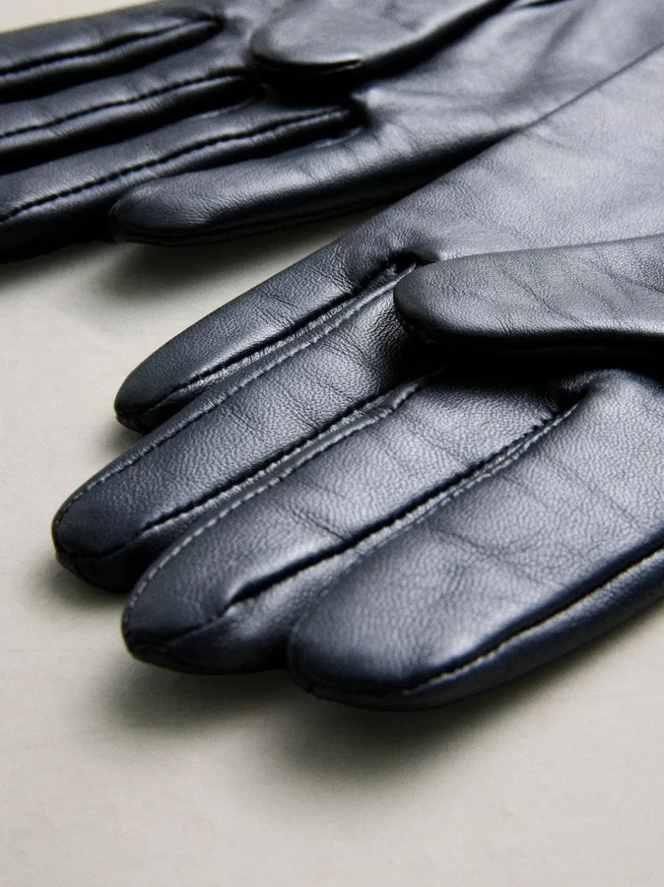 Next Navy Leather Gloves Discount