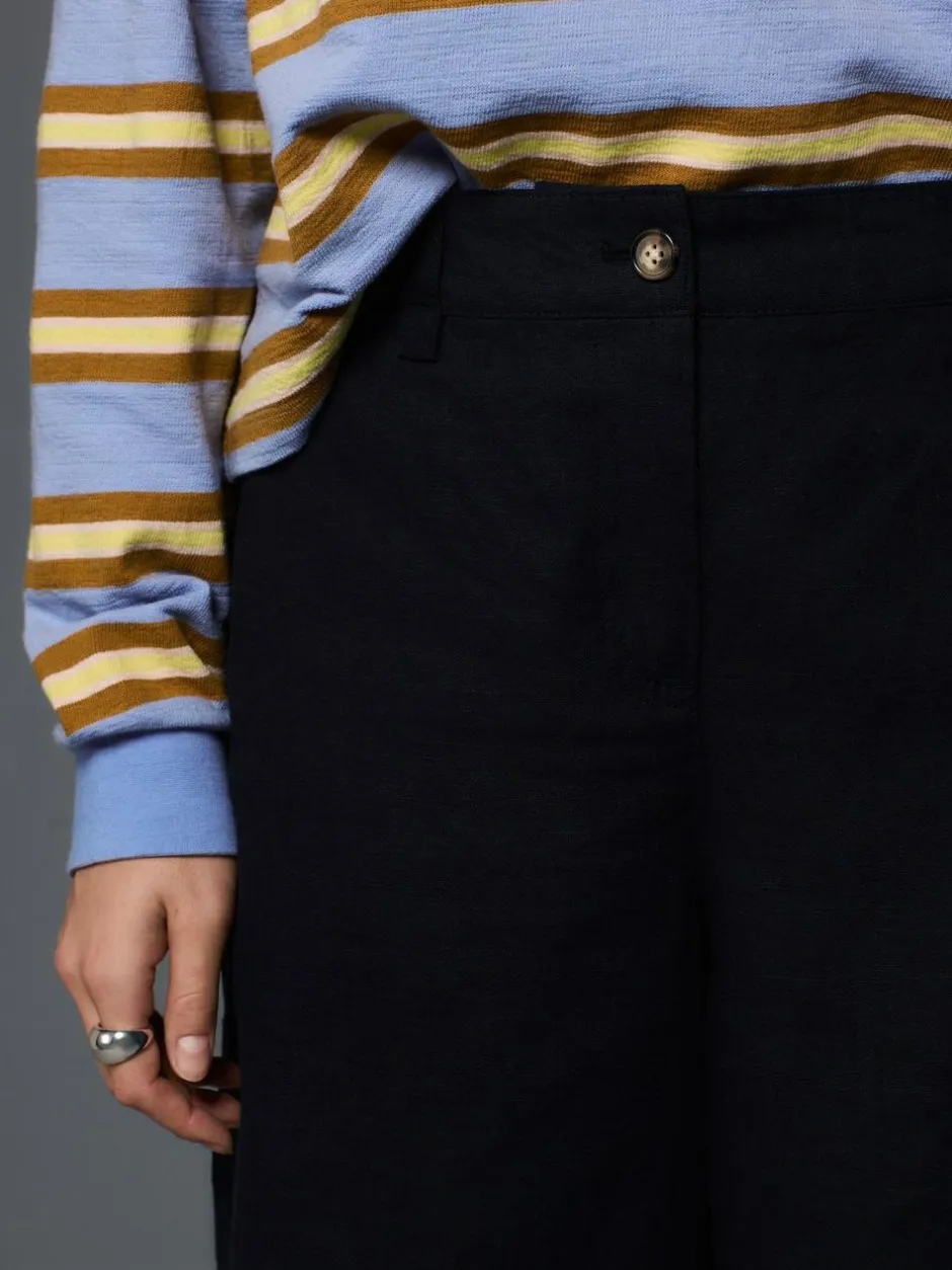 Next Linen Blend Knee Shorts Navy Best