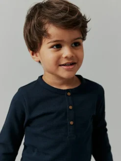 Next Long Sleeve Henley Neck T-Shirt (3mths-7yrs) Navy