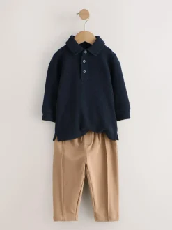 Next Long Sleeve Polo Shirt And Joggers Set (3mths-7yrs) Navy Sale