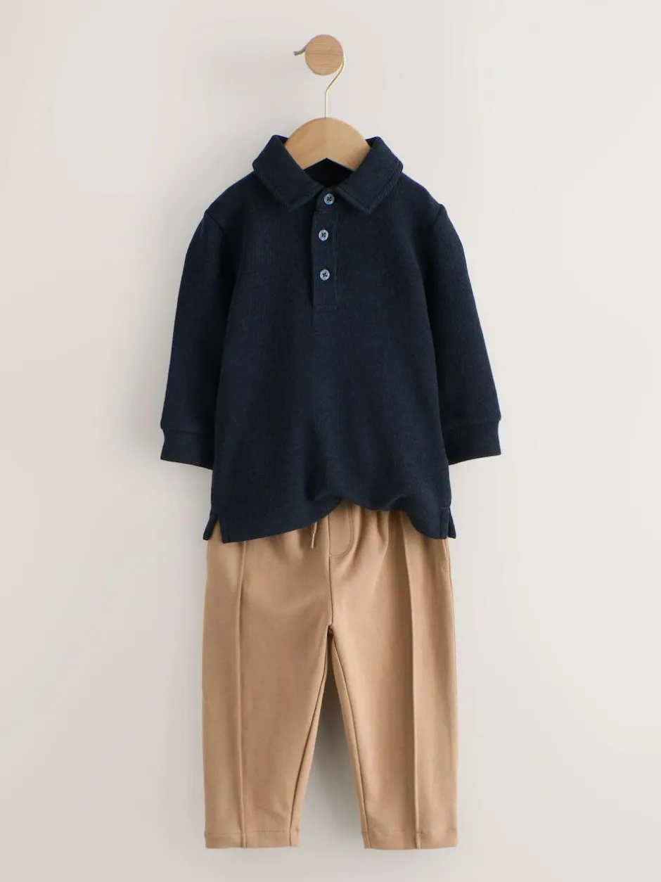Next Long Sleeve Polo Shirt And Joggers Set (3mths-7yrs) Navy Sale