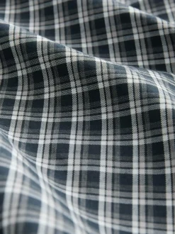 Next Navy Micro Check Regular Fit Easy Iron Button Down Oxford Shirt Clearance