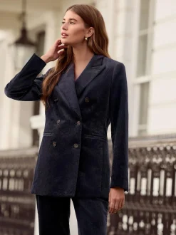 Next Navy N. Premium Cord Double Breasted Blazer Outlet