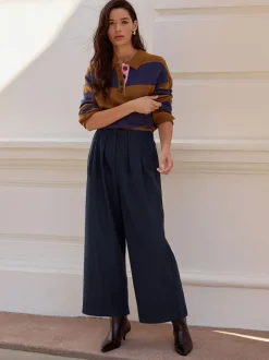Next N. Premium Herringbone Culottes With Wool Navy Clearance