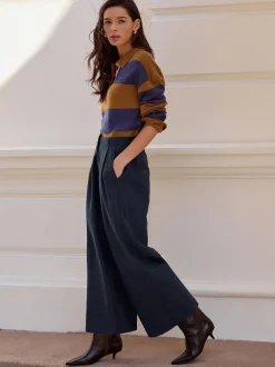 Next N. Premium Herringbone Culottes With Wool Navy Clearance