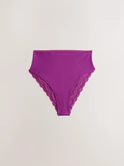 Next Navy Paisley High Rise High Leg Cotton Lace Knickers 4 Pack Best