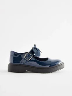 Next Standard Fit (F) Bow Chunky Mary Jane School Shoes Navy Patent Best