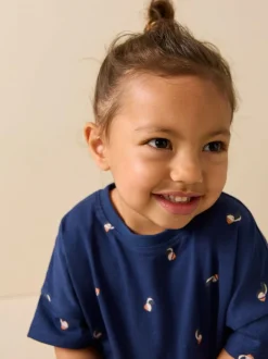 Next Navy Puffin Short Sleeve Peplum T-Shirt (3mths-7yrs) Hot