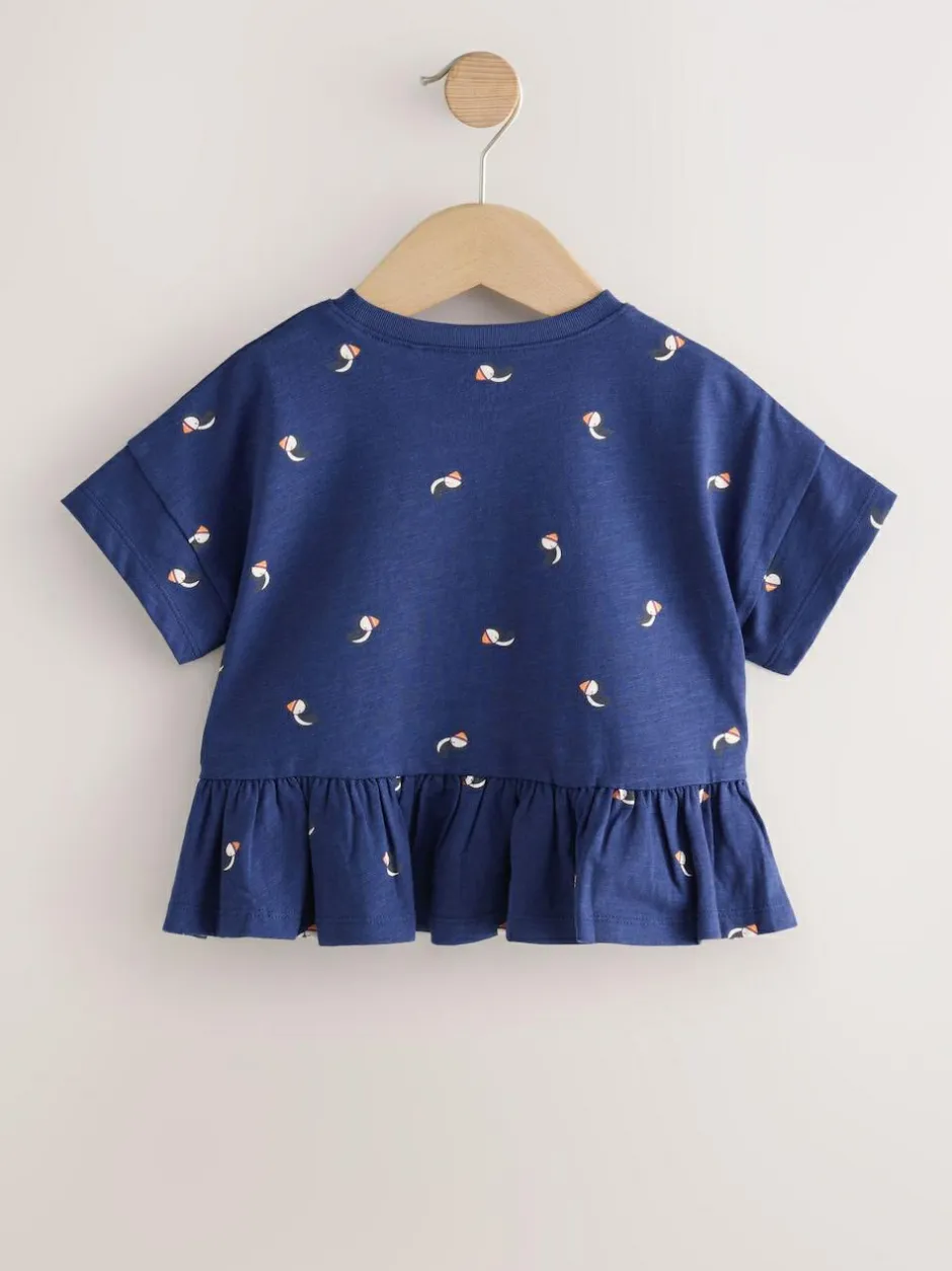 Next Navy Puffin Short Sleeve Peplum T-Shirt (3mths-7yrs) Hot