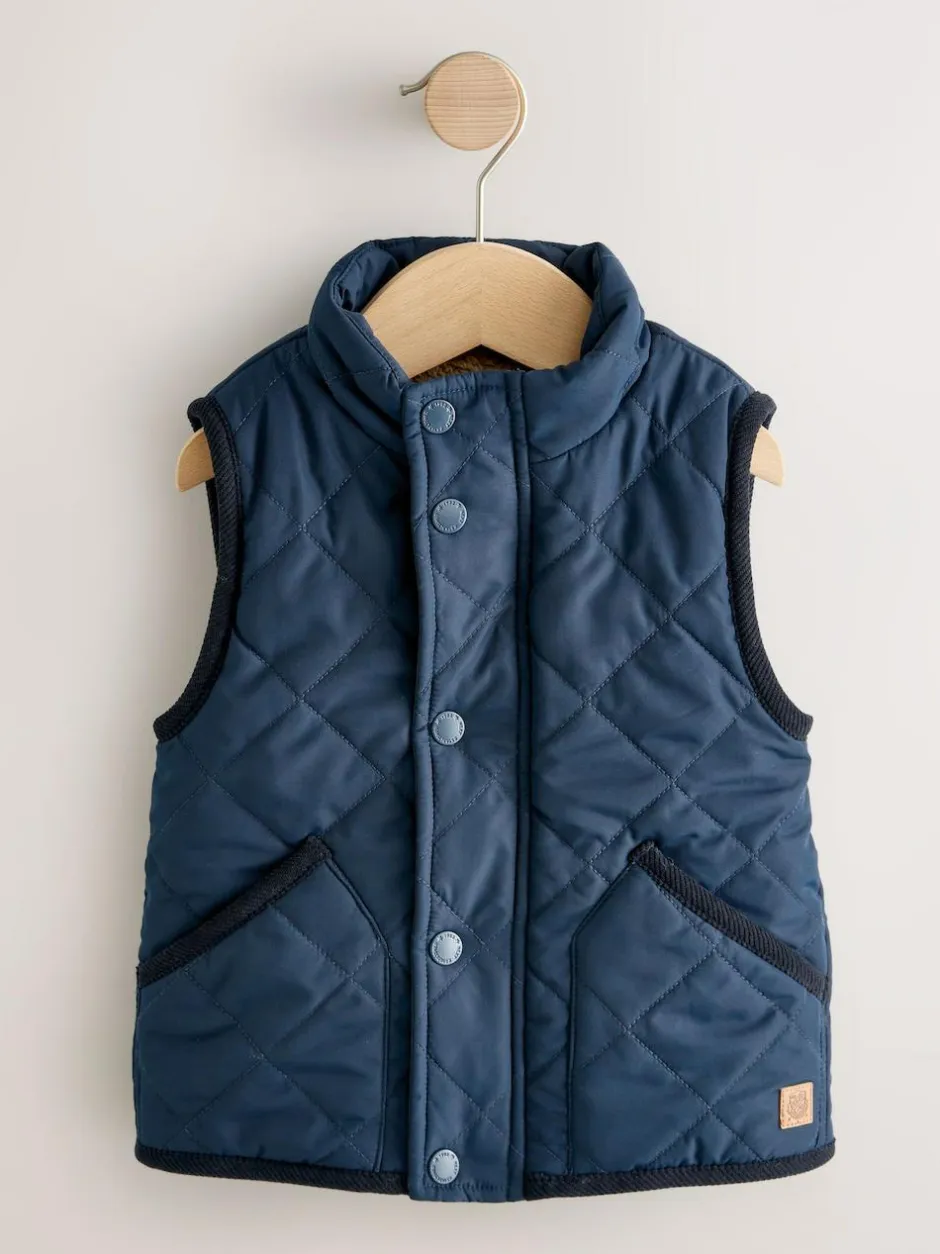 Next Navy Quilted Gilet (3mths-7yrs) New