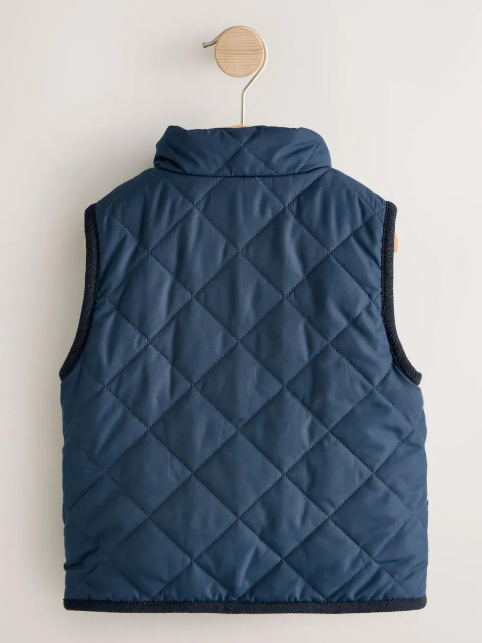 Next Navy Quilted Gilet (3mths-7yrs) New