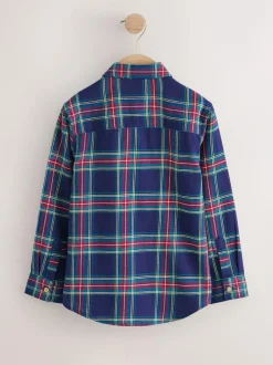 Next Long Sleeve Christmas Check Shirt (3mths-10yrs) Navy Red Outlet