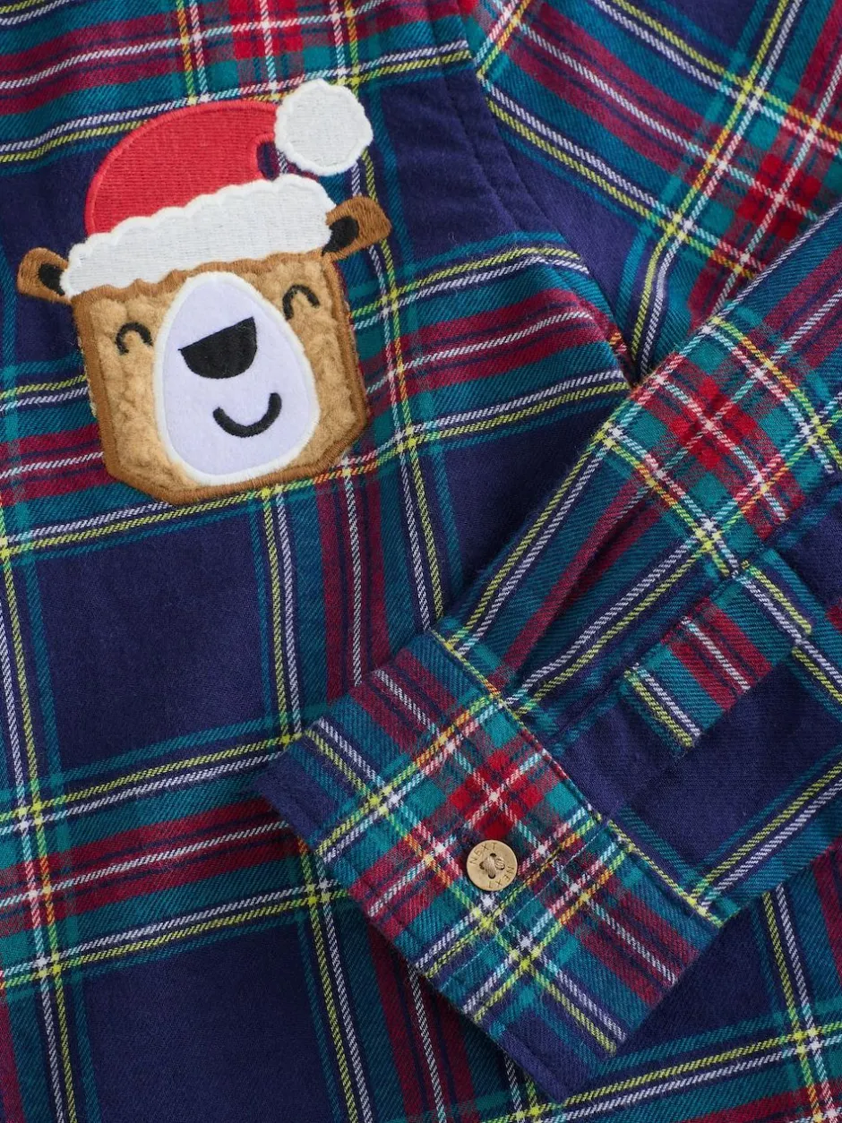 Next Long Sleeve Christmas Check Shirt (3mths-10yrs) Navy Red Outlet