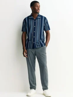 Next Regular Fit Stripe Short Sleeve Jersey Shirt Navy Hot