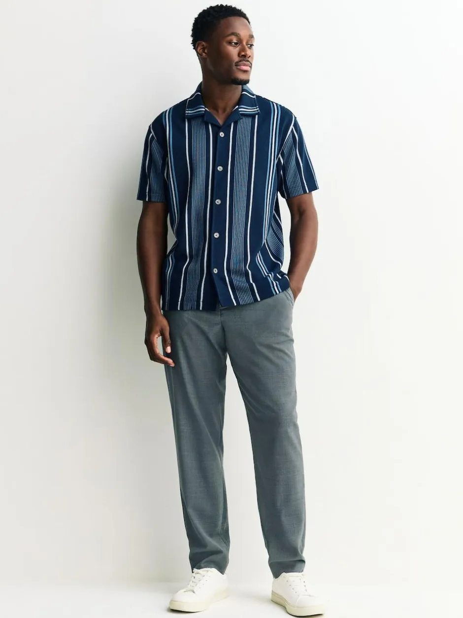 Next Regular Fit Stripe Short Sleeve Jersey Shirt Navy Hot