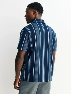 Next Regular Fit Stripe Short Sleeve Jersey Shirt Navy Hot