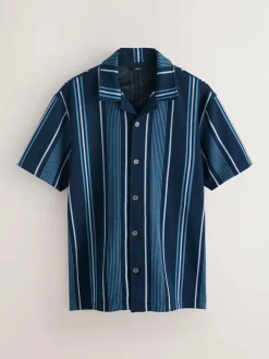 Next Regular Fit Stripe Short Sleeve Jersey Shirt Navy Hot