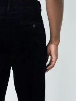 Next Regular Tapered Fit Corduroy Single Pleated Trousers Navy Best
