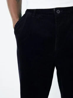 Next Regular Tapered Fit Corduroy Single Pleated Trousers Navy Best