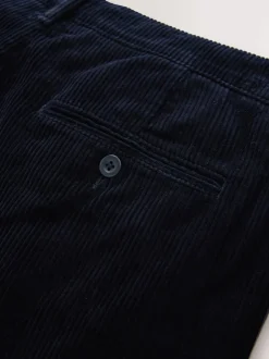 Next Regular Tapered Fit Corduroy Single Pleated Trousers Navy Best