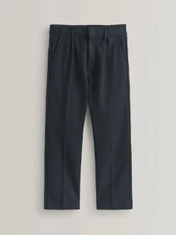 Next Regular Waist School Pleat Front Trousers (3-17yrs) Navy Clearance