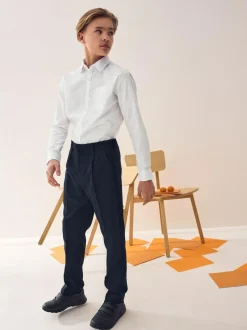 Next Regular Waist School Pleat Front Trousers (3-17yrs) Navy Clearance