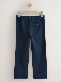 Next School Pull On Waist Straight Trousers (3-17yrs) Navy New