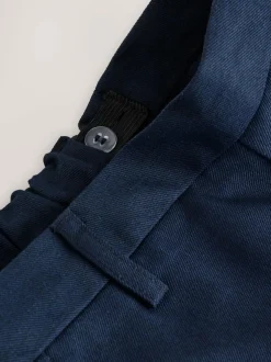 Next School Pull On Waist Straight Trousers (3-17yrs) Navy New