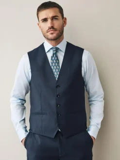Next Signature Cerutti !00% Italian Wool Suit Waistcoat Navy Clearance