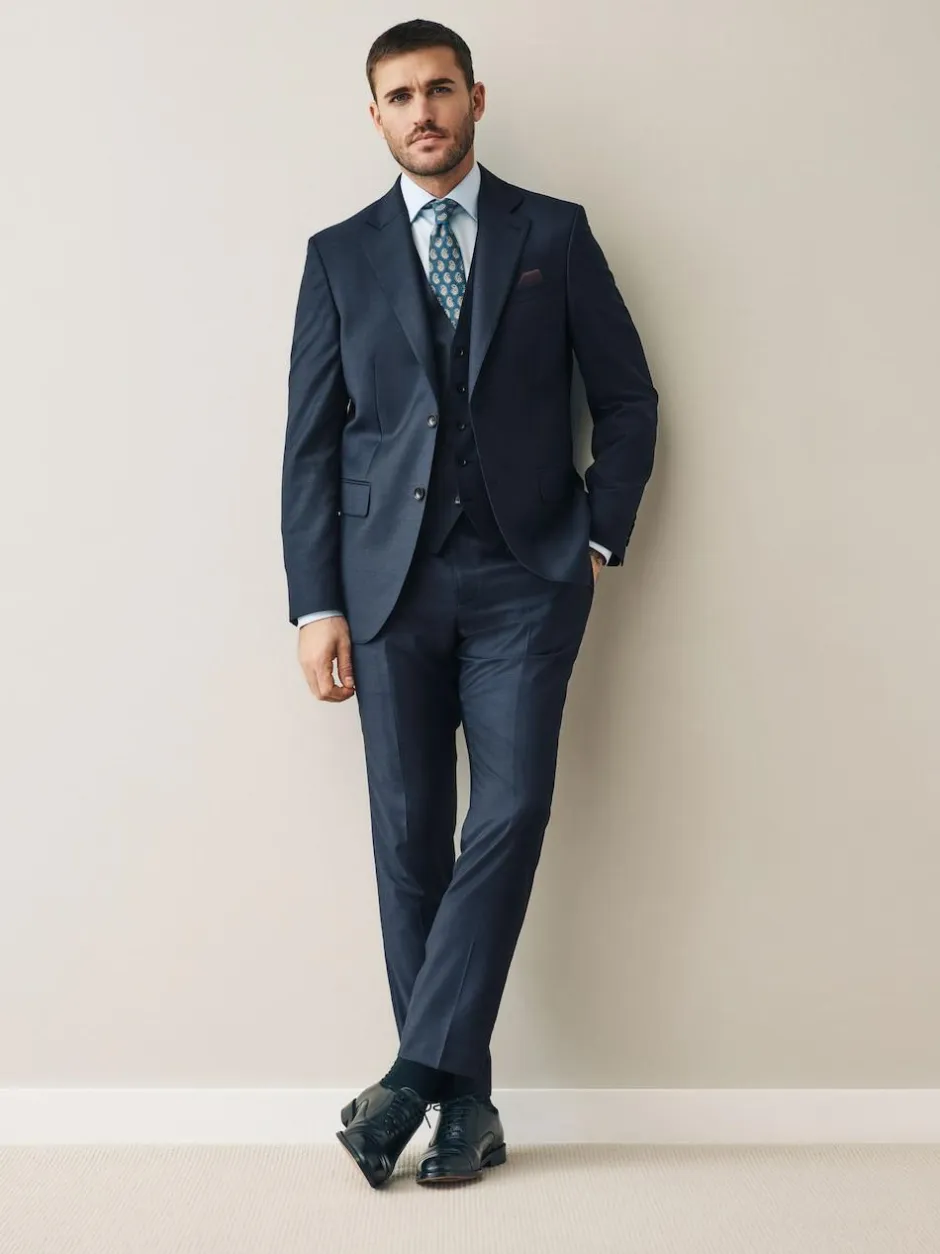Next Signature Cerutti !00% Italian Wool Suit Waistcoat Navy Clearance