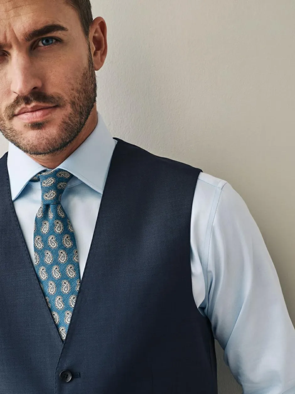 Next Signature Cerutti !00% Italian Wool Suit Waistcoat Navy Clearance