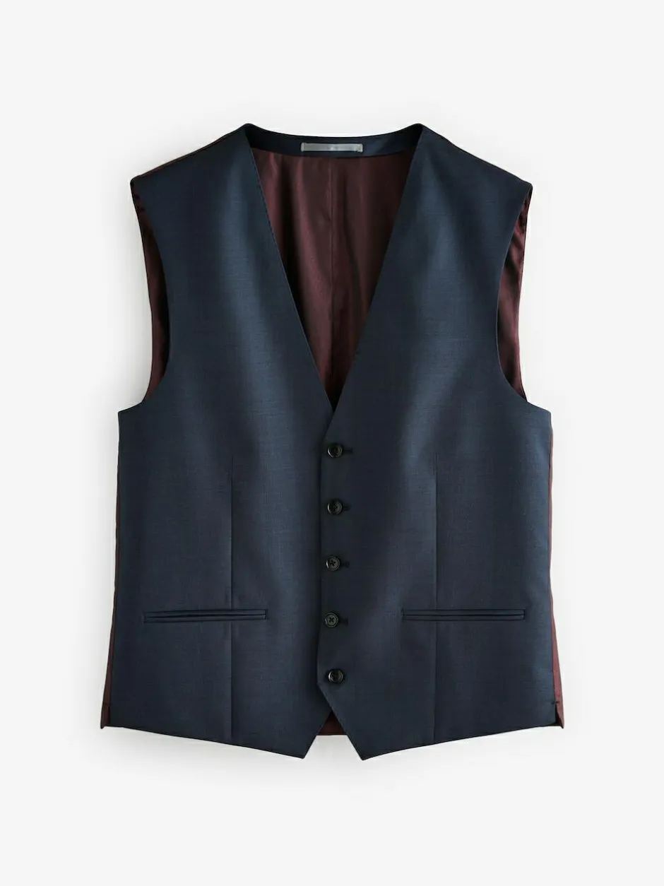 Next Signature Cerutti !00% Italian Wool Suit Waistcoat Navy Clearance
