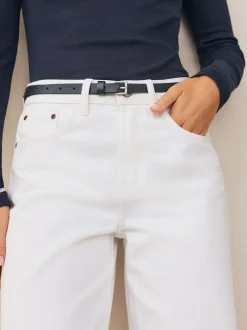 Next Navy Skinny Leather Belt Outlet
