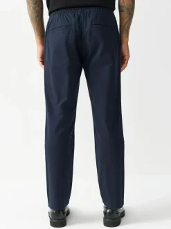 Next Slim Fit Pleated Stretch Chinos Trousers With Elasticated Waist Navy Best