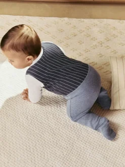 Next Navy Smart Bow Tie Baby Sleepsuit (0mths-2yrs) Outlet
