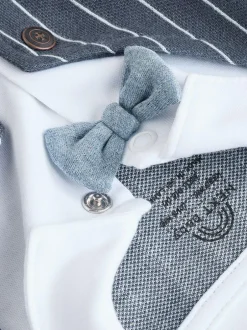 Next Navy Smart Bow Tie Baby Sleepsuit (0mths-2yrs) Outlet