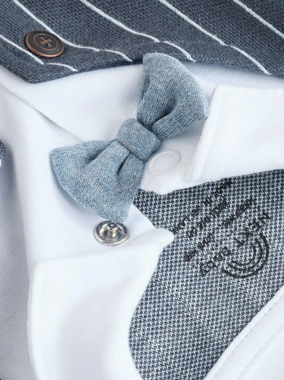 Next Navy Smart Bow Tie Baby Sleepsuit (0mths-2yrs) Outlet