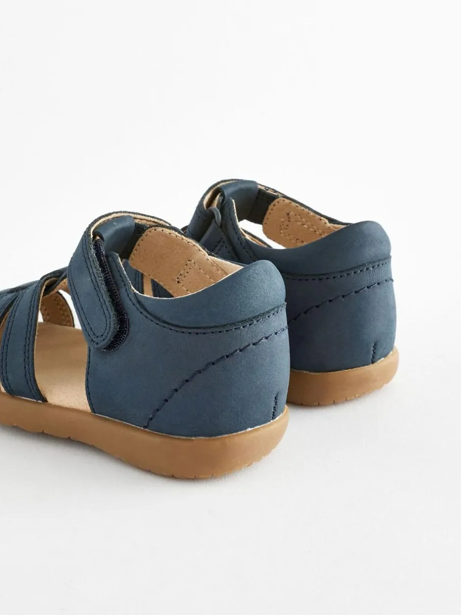 Next Standard Fit (F) Baby Touch Fastening Leather First Walker Sandals Navy Discount