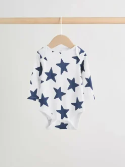 Next Navy Star Long Sleeve Bodysuits 5 Pack Outlet