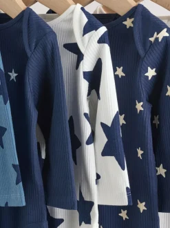 Next Navy Star Long Sleeve Bodysuits 5 Pack Outlet