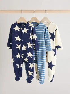 Next Navy Star Sleepsuits 3 Pack (0mths-2yrs) Clearance