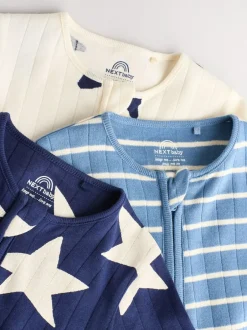 Next Navy Star Sleepsuits 3 Pack (0mths-2yrs) Clearance