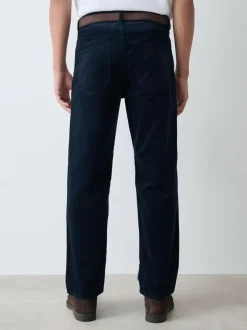 Next Straight Fit Belted Corduroy Trousers Navy Best