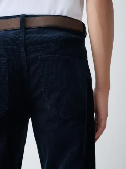 Next Straight Fit Belted Corduroy Trousers Navy Best