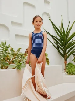 Next Navy Stripe Double Strap Swimsuit (3-16yrs) Best