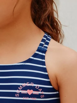 Next Navy Stripe Double Strap Swimsuit (3-16yrs) Best
