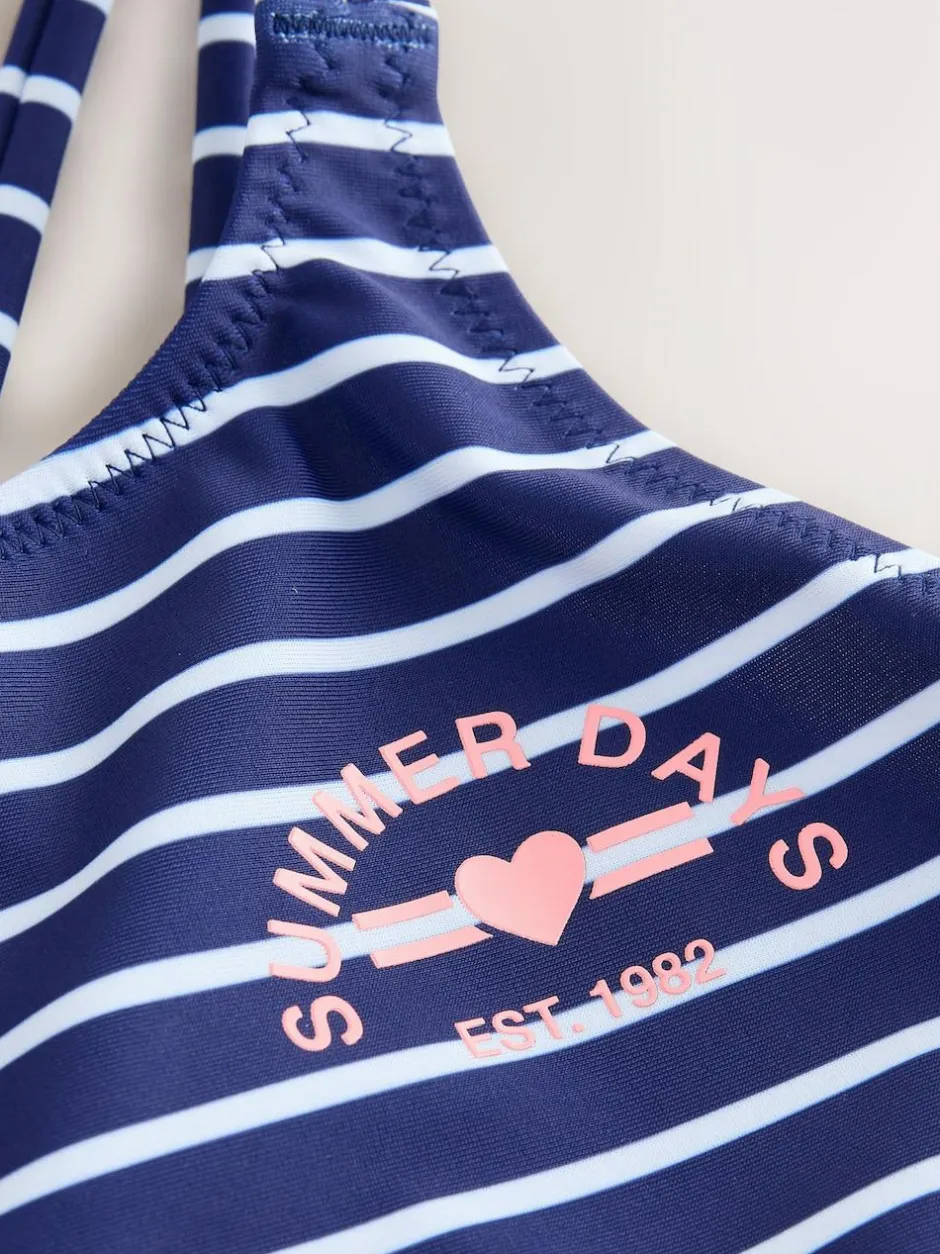 Next Navy Stripe Double Strap Swimsuit (3-16yrs) Best