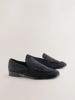 Next Suede Round Toe Clean Loafers Navy New