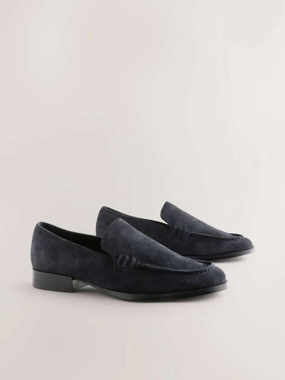 Next Suede Round Toe Clean Loafers Navy New